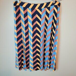 XL Liz Claiborne Burlwood Chevron Pattern Midi Skirt Elastic Waist Pockets